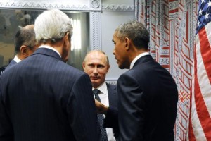 Putin e Obama conversam, durante a Cúpula da ONU, sobre a situação síria EPA/Agência Lusa/Direitos Reservados 